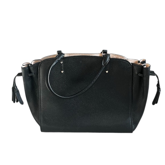 Kate Spade Authentic Black and Gold Leather Handbag/ Purse with Suede Interior - Picture 2 of 10